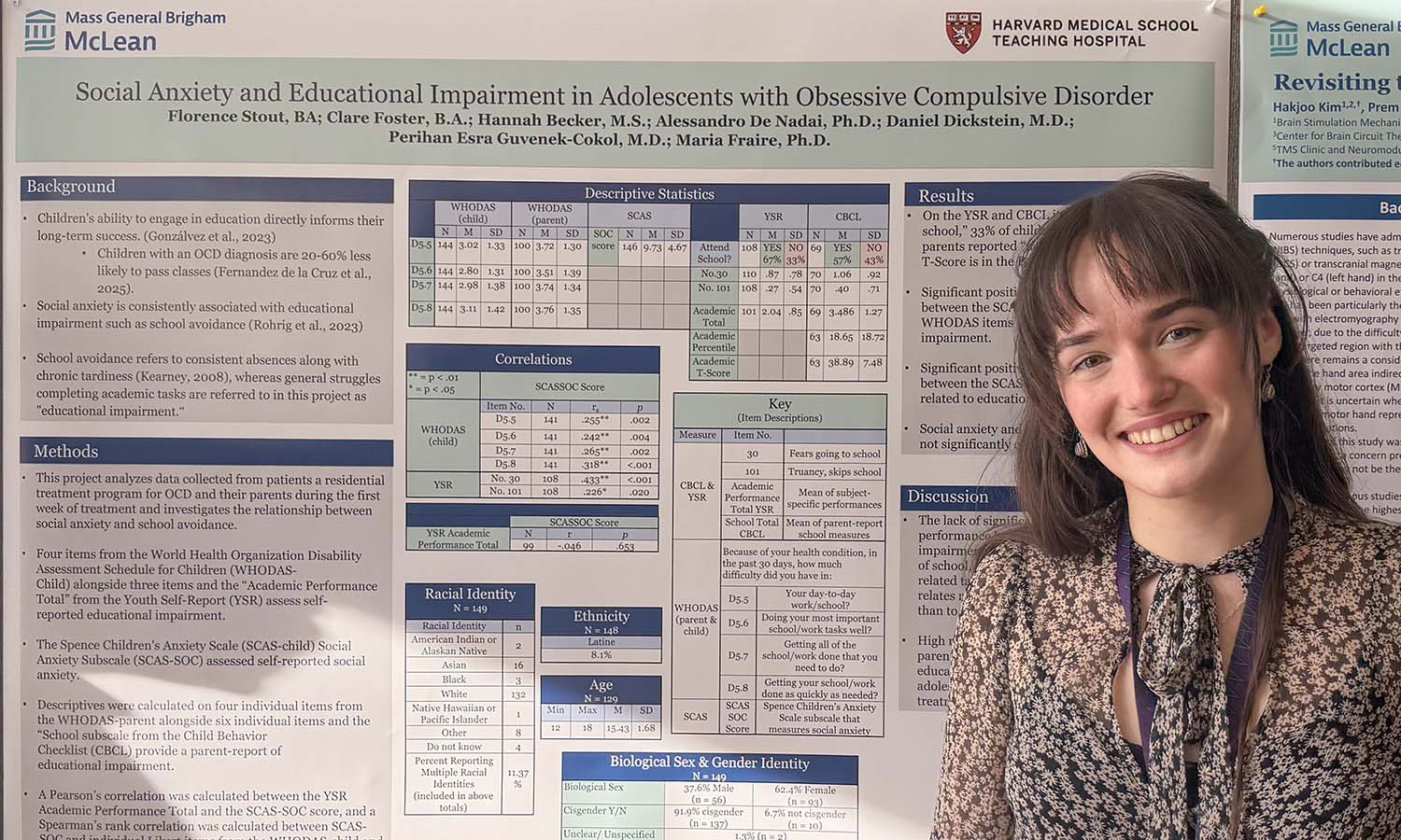Florence Rodman Stout '24 in January 2026 at McLean Hospital Research Day, an annual academic conference.