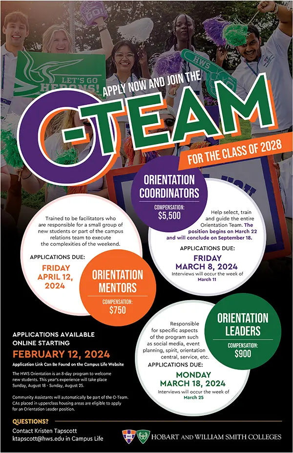 Orientation Team | Campus Life | Hobart and William Smith