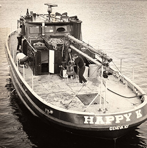 The research vessel, when it was the Happy K (named after President Kuusisto) before its first christening as the HWS Explorer in 1976.