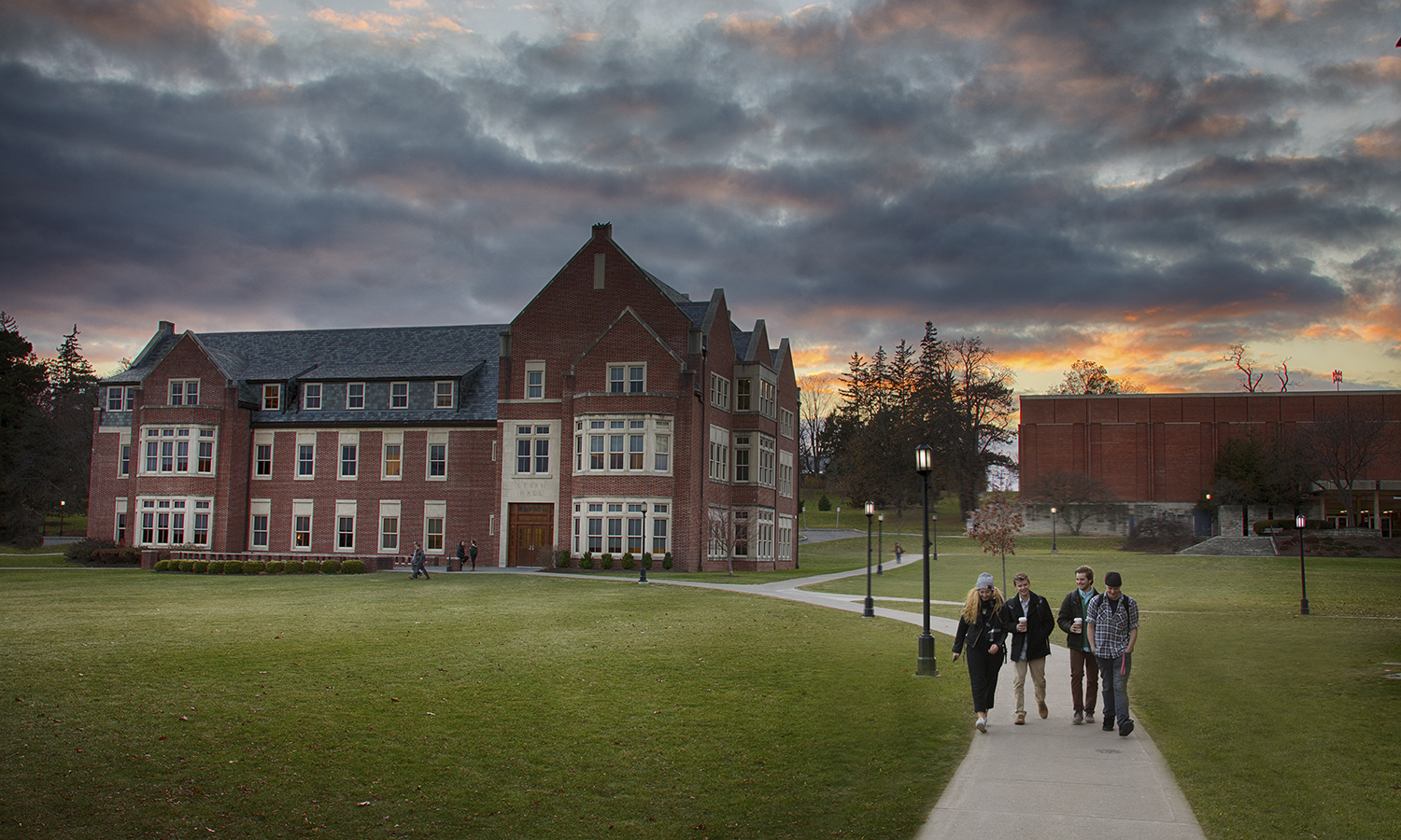 Students walk through