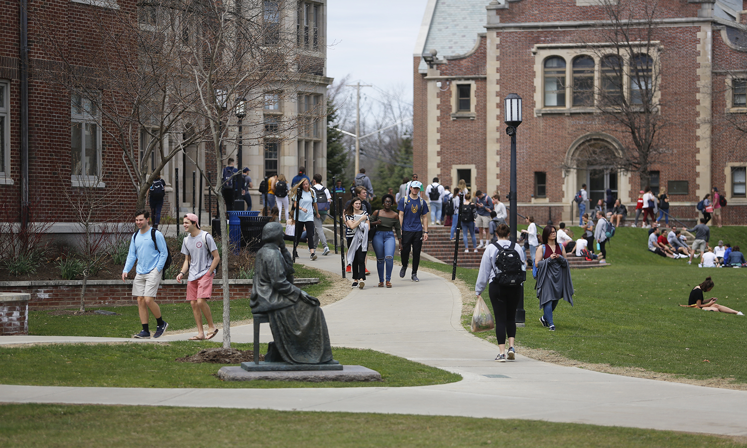 Students walk to clas