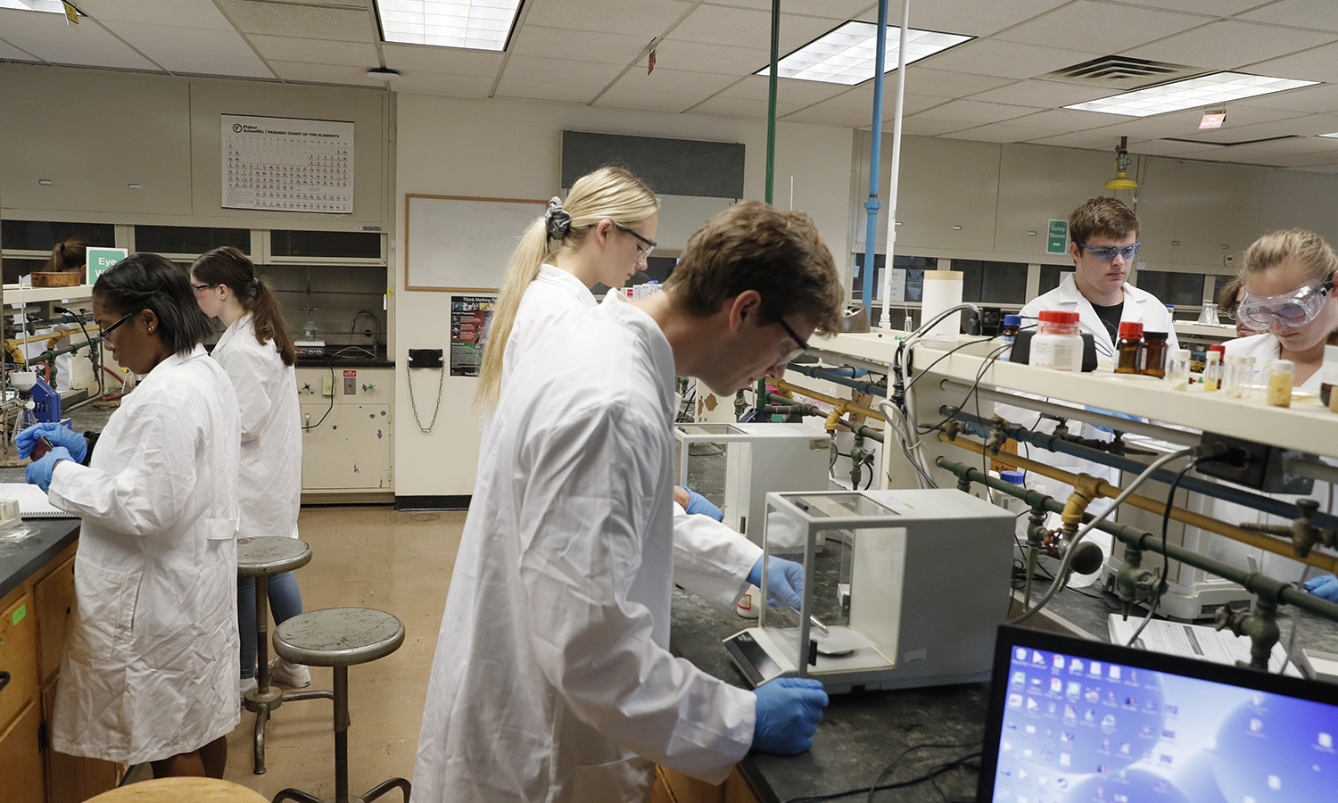 Students work on a la