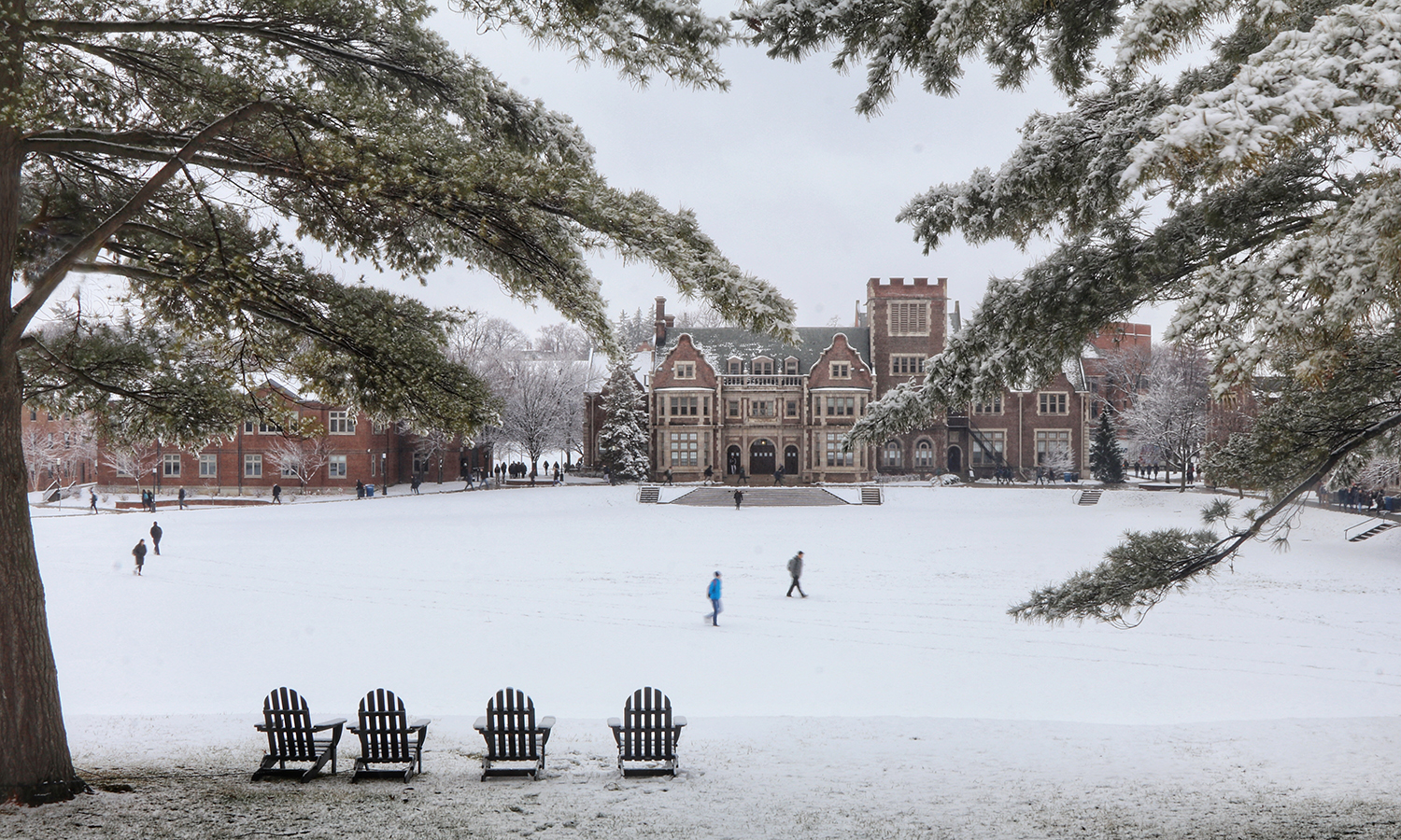 Students walk across 