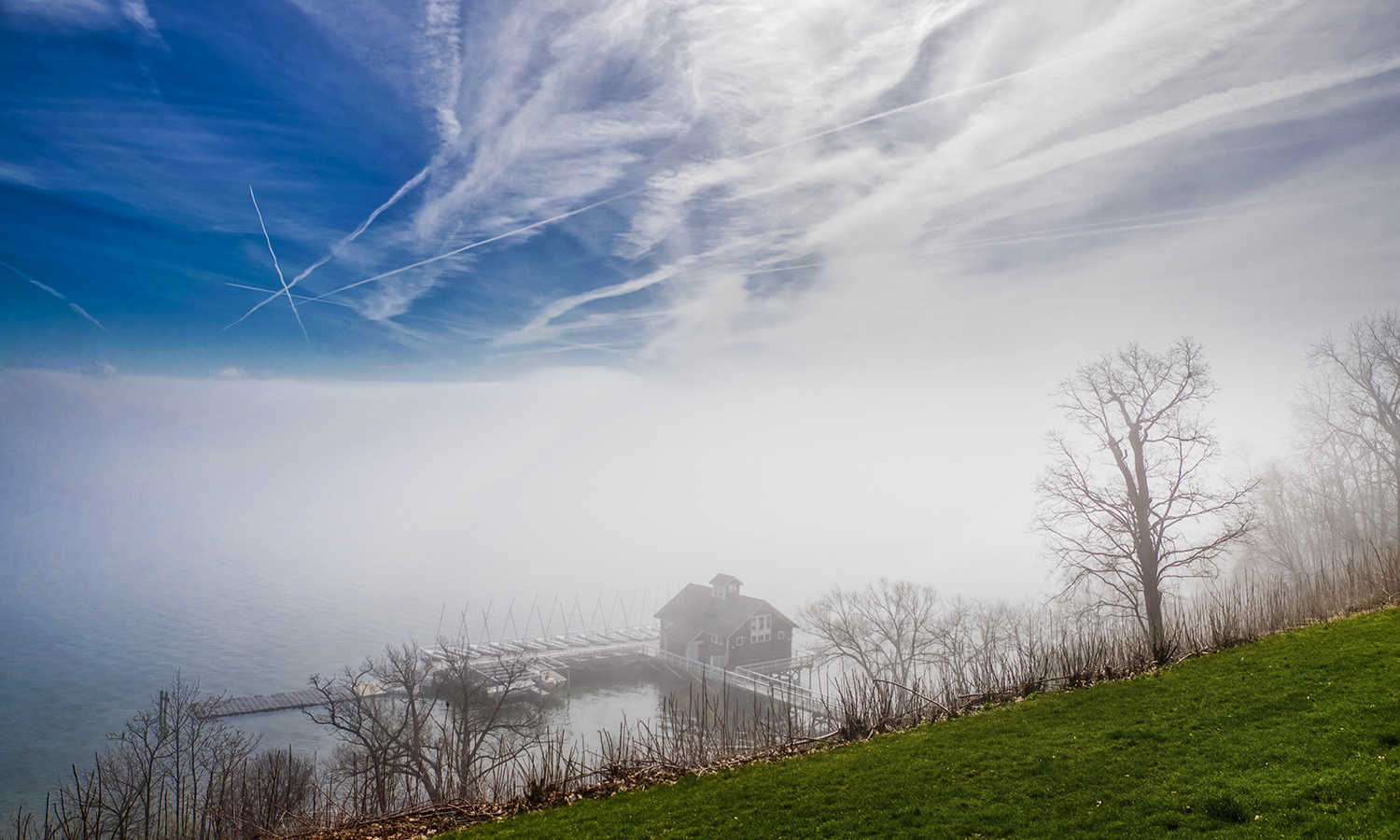 Fog surrounds the Boz