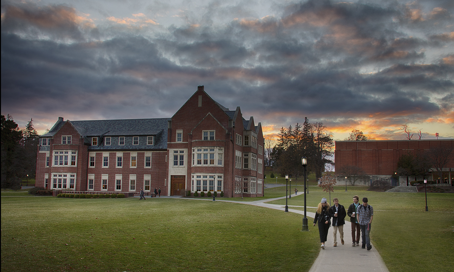 Students walk across 