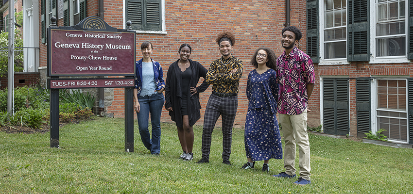 Associate Professor of Theatre Chris Woodworth and research students.