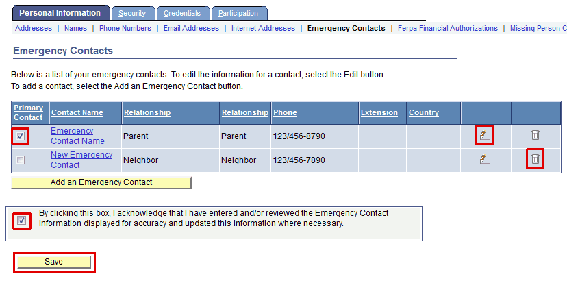 emergency contact review emergency contact review