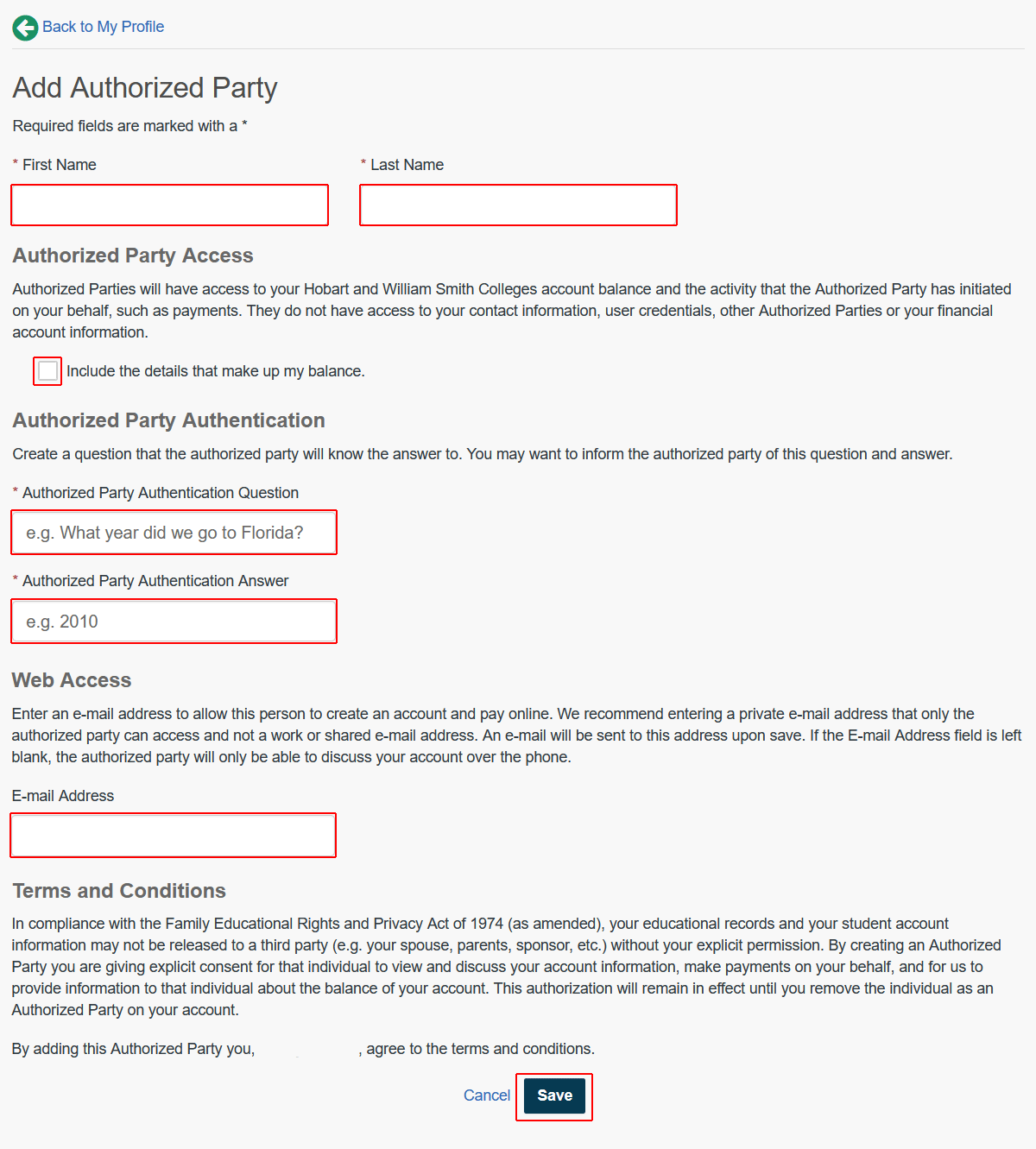 authorized party form